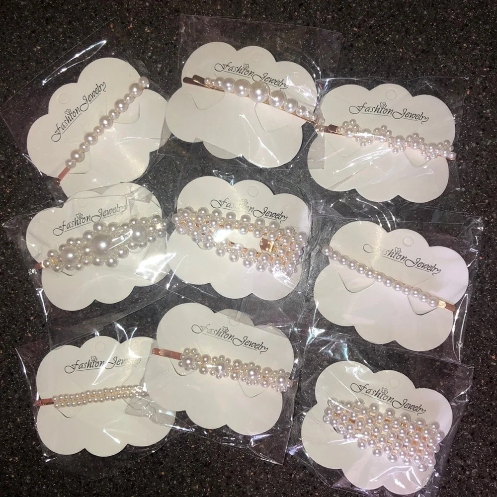 Pearl Hair Clips (9 count) - Picture 2 of 4
